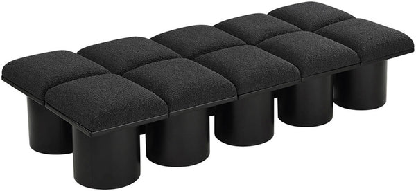 Pavilion Black Boucle Fabric Bench 466Black-10D Meridian Furniture