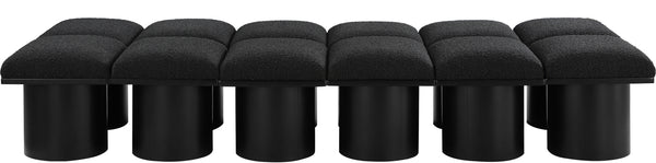 Pavilion Black Boucle Fabric Bench 466Black-12D Meridian Furniture