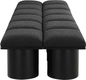 Pavilion Black Boucle Fabric Bench 466Black-12D Meridian Furniture