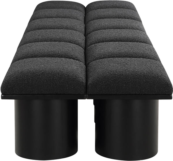 Pavilion Black Boucle Fabric Bench 466Black-12D Meridian Furniture