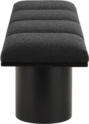 Pavilion Black Boucle Fabric Bench 466Black-4A Meridian Furniture
