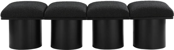 Pavilion Black Boucle Fabric Bench 466Black-4B Meridian Furniture