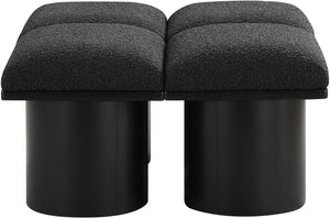 Pavilion Black Boucle Fabric Bench 466Black-4D Meridian Furniture