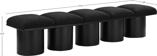 Pavilion Black Boucle Fabric Bench 466Black-5B Meridian Furniture