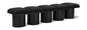 Pavilion Black Boucle Fabric Bench 466Black-5B Meridian Furniture