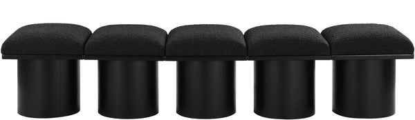 Pavilion Black Boucle Fabric Bench 466Black-5B Meridian Furniture