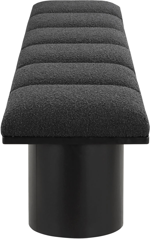 Pavilion Black Boucle Fabric Bench 466Black-6A Meridian Furniture