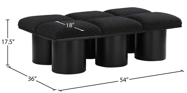 Pavilion Black Boucle Fabric Bench 466Black-6C Meridian Furniture