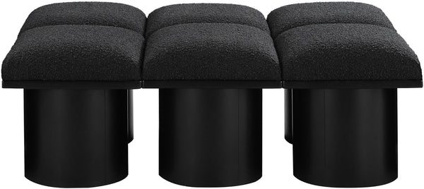 Pavilion Black Boucle Fabric Bench 466Black-6D Meridian Furniture
