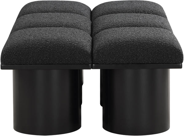 Pavilion Black Boucle Fabric Bench 466Black-6D Meridian Furniture