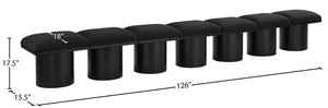 Pavilion Black Boucle Fabric Bench 466Black-7A Meridian Furniture