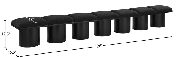 Pavilion Black Boucle Fabric Bench 466Black-7A Meridian Furniture