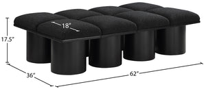Pavilion Black Boucle Fabric Bench 466Black-8D Meridian Furniture