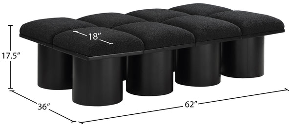 Pavilion Black Boucle Fabric Bench 466Black-8D Meridian Furniture