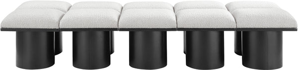 Pavilion Cream Boucle Fabric Bench 466Cream-10C Meridian Furniture