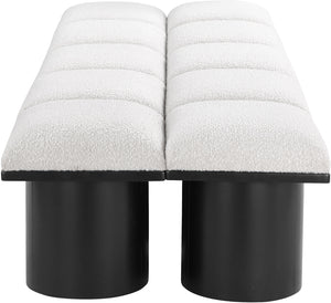 Pavilion Cream Boucle Fabric Bench 466Cream-10D Meridian Furniture