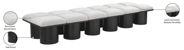 Pavilion Cream Boucle Fabric Bench 466Cream-12C Meridian Furniture