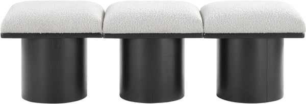 Pavilion Cream Boucle Fabric Bench 466Cream-3A Meridian Furniture