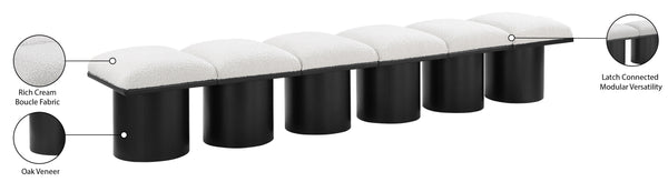 Pavilion Cream Boucle Fabric Bench 466Cream-6B Meridian Furniture