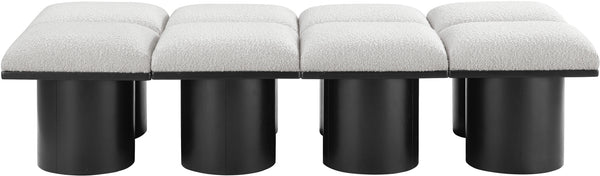 Pavilion Cream Boucle Fabric Bench 466Cream-8C Meridian Furniture