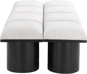 Pavilion Cream Boucle Fabric Bench 466Cream-8D Meridian Furniture