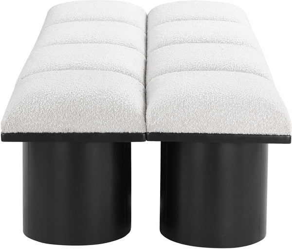 Pavilion Cream Boucle Fabric Bench 466Cream-8D Meridian Furniture