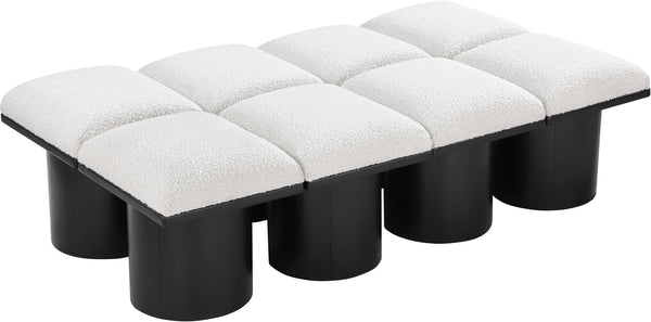 Pavilion Cream Boucle Fabric Bench 466Cream-8D Meridian Furniture