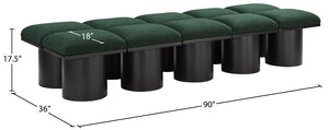Pavilion Green Boucle Fabric Bench 466Green-10C Meridian Furniture