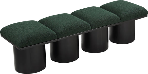 Pavilion Green Boucle Fabric Bench 466Green-4A Meridian Furniture