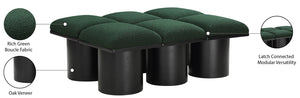 Pavilion Green Boucle Fabric Bench 466Green-6D Meridian Furniture