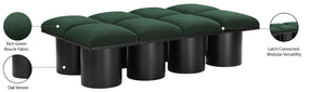 Pavilion Green Boucle Fabric Bench 466Green-8D Meridian Furniture