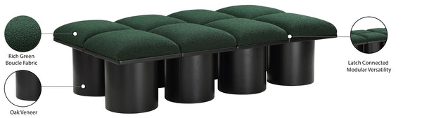 Pavilion Green Boucle Fabric Bench 466Green-8D Meridian Furniture