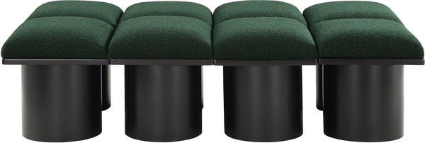 Pavilion Green Boucle Fabric Bench 466Green-8D Meridian Furniture