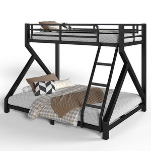 English Elm Twin Over Full Metal Bunk Bed Low Profile Heavy Duty Frame for Kids Guest Rooms W5305P463443