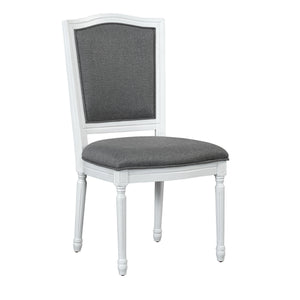 English Elm TOPMAX Rustic 7-Piece Solid Wood Extendable Dining Set with 18" Removable Leaf, 6 Upholstered Chairs, 2 Drawers Dark Gray,White SP000078AAE