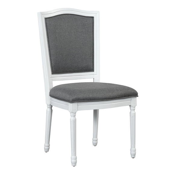 English Elm TOPMAX Rustic 7-Piece Solid Wood Extendable Dining Set with 18" Removable Leaf, 6 Upholstered Chairs, 2 Drawers Dark Gray,White SP000078AAE