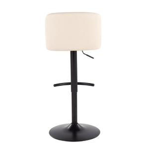 English Elm Toriano Adjustable Bar Stool Set Of 2 In Cream Faux Leather & Black Steel For Modern Comfort B202S01026-GIGA