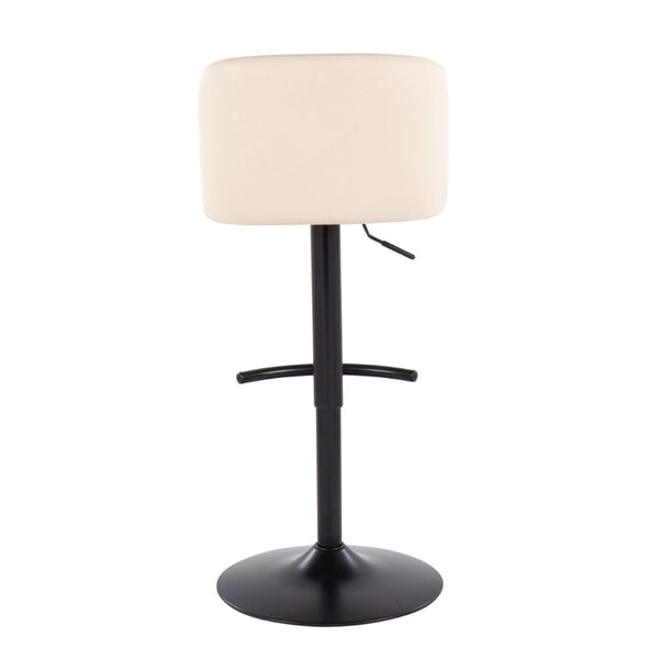 English Elm Toriano Adjustable Bar Stool Set Of 2 In Cream Faux Leather & Black Steel For Modern Comfort B202S01026-GIGA