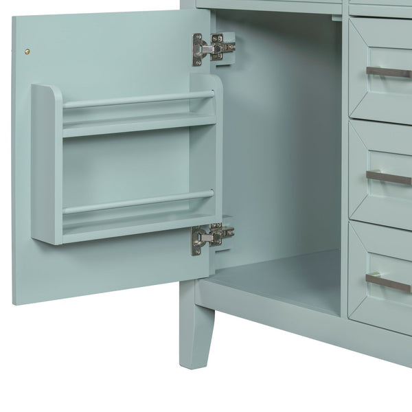 English Elm 30" Modern Bathroom Vanity with Sink Combo — Solid Rubberwood & MDF, 3 Drawers, Freestanding Contemporary Design Green N725P246482F