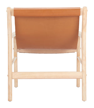 Doek Accent Chair Tan - Modern Leather Comfort with Rubberwood Frame for Stylish Hospitality Spaces
