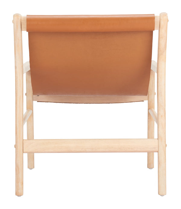 Doek Accent Chair Tan - Modern Leather Comfort with Rubberwood Frame for Stylish Hospitality Spaces
