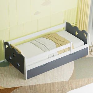 English Elm Kid's Twin Bed Frame Bamboo Mdf Build Star Moon Cutouts White Finish Toddler Bedroom W2992S00005