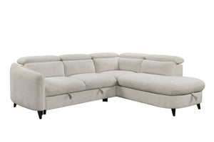 English Elm Sectional Convertible Sofa Bed with Pull-Out Sleeper and Large Under-Seat Storage, Modern Cozy Design Beige W1417S00220