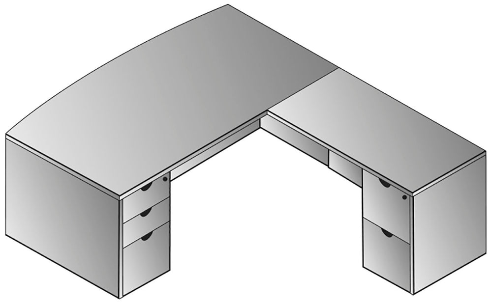 OSP Home Furnishings Kenwood L Shaped Bow Top Corner Desk for Home Office Dual Monitor Productivity Hub KENMAH-TYP8