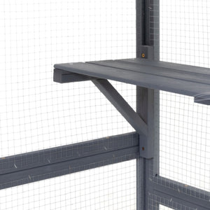 English Elm Wooden Pine Catio Outdoor Cat Enclosure with Hammock Platforms and Rain Shelter Roof W2181P191343