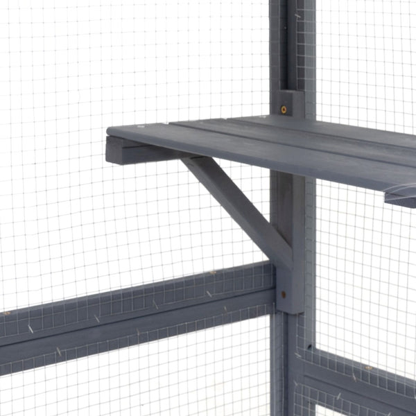 English Elm Wooden Pine Catio Outdoor Cat Enclosure with Hammock Platforms and Rain Shelter Roof W2181P191343
