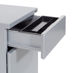 OSP Home Furnishings 22" Mobile Steel File Pedestal with Locking Drawers for Office or Standing Desk Use PM22BF-SV