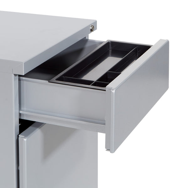 OSP Home Furnishings 22" Mobile Steel File Pedestal with Locking Drawers for Office or Standing Desk Use PM22BF-SV