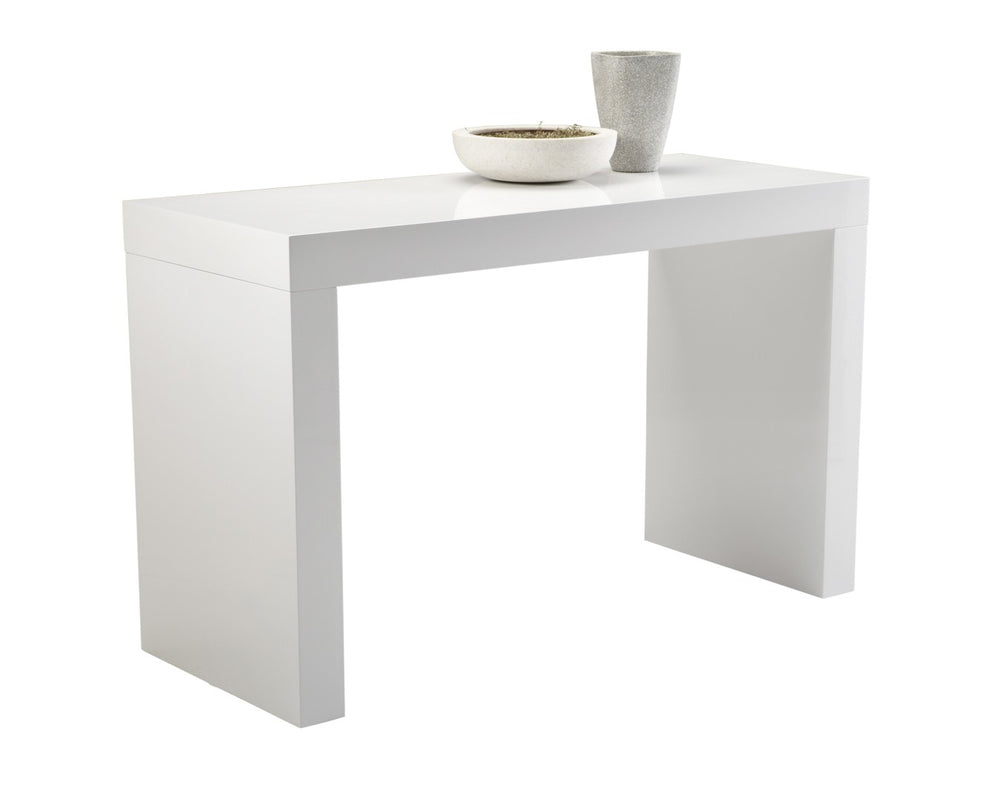 Sunpan FARO Counter Table - Sleek High-Gloss White Design for Modern Dining & Versatile Entertaining Space 112711