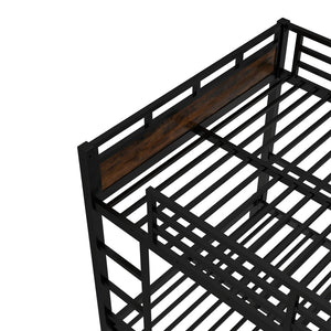English Elm Twin Xl Solid Pine Loft Bed with Built-in Led Lighting and Storage Shelves Vintage,Wood W1580S00443